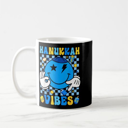Groovy Hanukkah Vibes Chanukah Pajama Happy Hanukk コーヒーマグカップ (左)