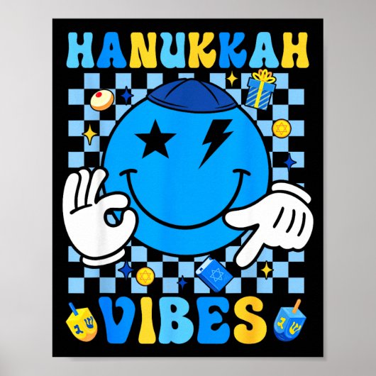 Groovy Hanukkah Vibes Chanukah Pajama Happy Hanukk ポスター (正面)