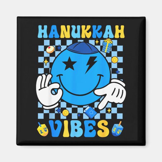 Groovy Hanukkah Vibes Chanukah Pajama Happy Hanukk マグネット (正面)