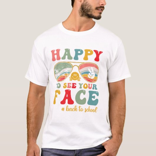 Groovy Happyあなたの顔の最初の日Scho Tシャツ (正面)