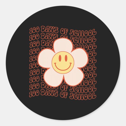 Groovy Happy顔100日の学校かわいい100Da ラウンドシール (正面)