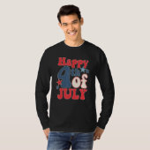 Groovy Happy 4th Of July US Flag American 4th Of J Tシャツ (正面フル)