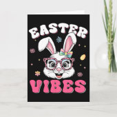 Groovy Happy Easter Cute Bunny Rabbit Face Womens  カード (正面)