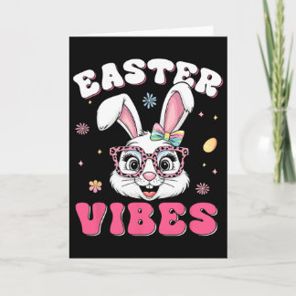 Groovy Happy Easter Cute Bunny Rabbit Face Womens  カード