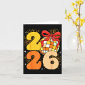 Groovy Happy New Year 2026 New Years Eve Party Men カード (黄色い花)