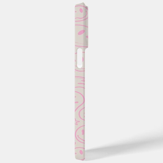 Groovy Happy Retro Smile Face Pattern Sand Pink Case-Mate iPhoneケース (裏面 / 右)