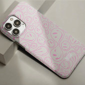 Groovy Happy Retro Smile Face Pattern Sand Pink Case-Mate iPhoneケース