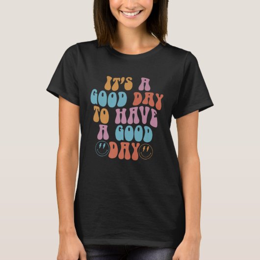 Groovy Happy Smiling Face Have Good Day Positive M Tシャツ (正面)