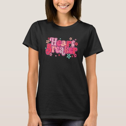 Groovy Heart Breaker Hippie Valentine's Day Single Tシャツ (正面)