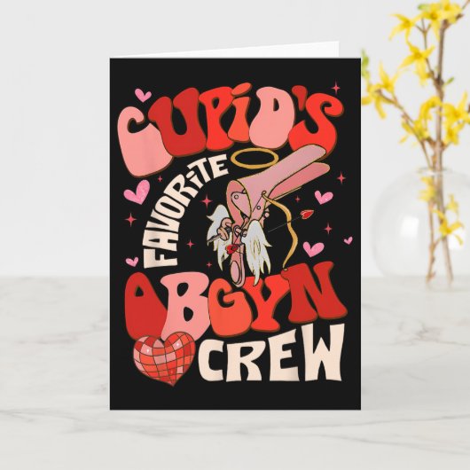 Groovy Heart Disco Cupid's Favorite Obgyn Crew Val カード (黄色い花)