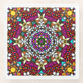 Groovy Heavenly Flower Power ガラスコースター (正面)