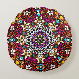 Groovy Heavenly Flower Power ラウンドクッション
