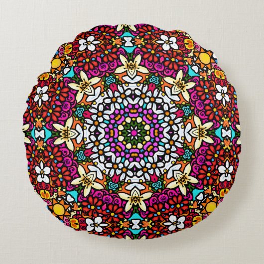 Groovy Heavenly Flower Power ラウンドクッション (正面)