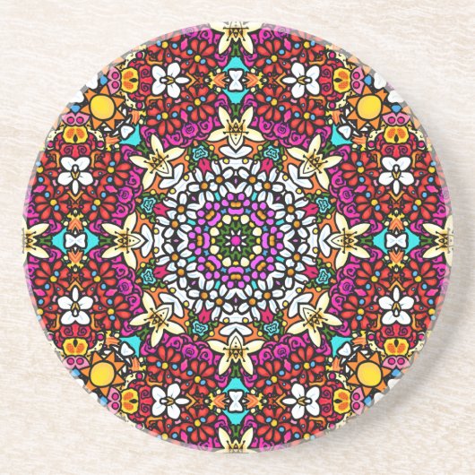 Groovy Heavenly Flower Power Sandstone Coaster コースター (正面)