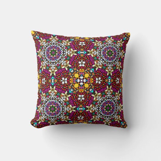 Groovy Heavenly Flower Power Throw Pillow クッション (正面)