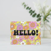 Groovy Helloポストカードヴィンテージ1960sレトロスタイル ポストカード (スタンド正面)