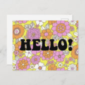 Groovy Helloポストカードヴィンテージ1960sレトロスタイル ポストカード (正面/裏面)