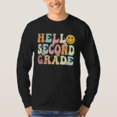 Groovy Hello 2nd Second Grade Back To School Teach Tシャツ (正面)