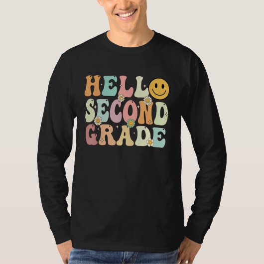 Groovy Hello 2nd Second Grade Back To School Teach Tシャツ (正面)