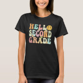 Groovy Hello 2nd Second Grade Back To School Teach Tシャツ (正面)