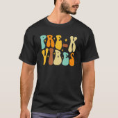 Groovy Hello Pre K Vibes Retro Teachers Kids Back  Tシャツ (正面)