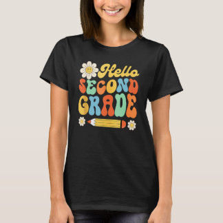 Groovy Hello Second Grade First Day Of School Teac Tシャツ