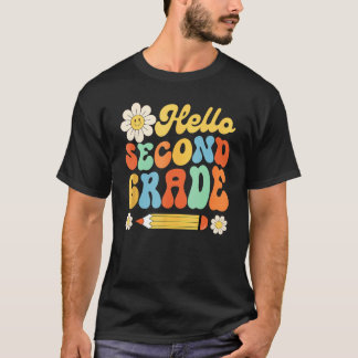 Groovy Hello Second Grade First Day Of School Teac Tシャツ