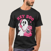 Groovy Hey Boo Cute Ghost Funny Halloween Mens Wom Tシャツ (正面)