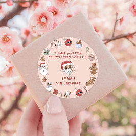 Groovy Hippieクリスマスサンタバースデーパーティー ラウンドシール