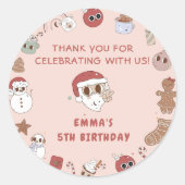 Groovy Hippieクリスマスサンタバースデーパーティー ラウンドシール (正面)