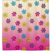 Groovy Hippieフラワーシャワーピンク色のフェード シャワーカーテン (正面)