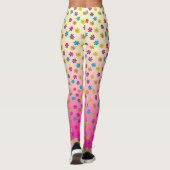 Groovy Hippieフラワーシャワーピンク色のフェード レギンス (裏面)