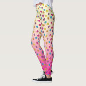 Groovy Hippieフラワーシャワーピンク色のフェード レギンス (左)