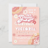 Groovy Hippieフローラ誕生日パーティー 招待状 (正面)