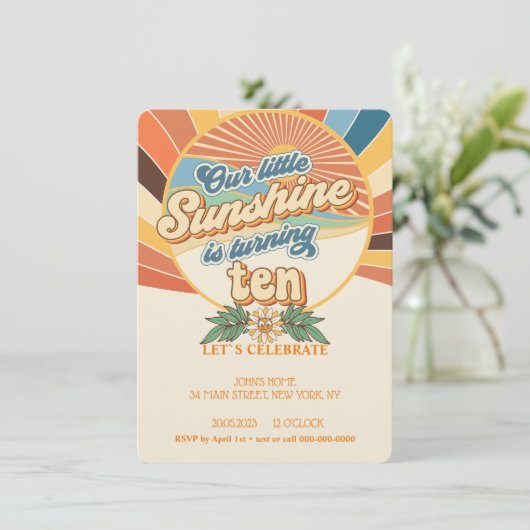 Groovy hippie招待10th誕生日ボヘミア 招待状 (スタンド正面)