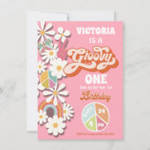 Groovy Hippie誕生日パーティーへの招待 招待状 (正面)