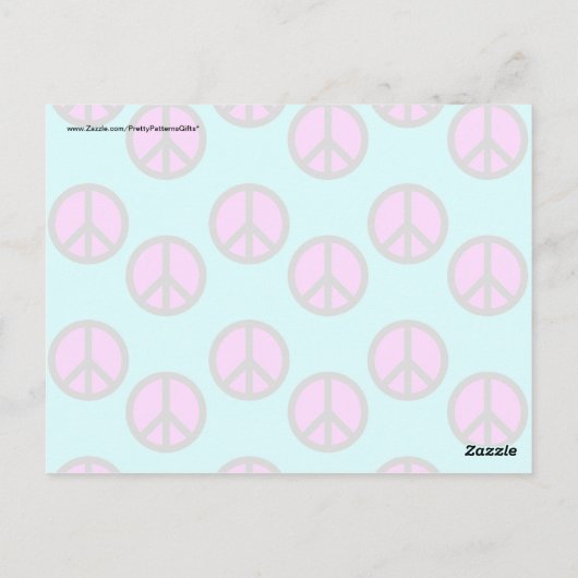 Groovy Hippie10代のティール（緑がかった色）とパープルピースサイン ポストカード (裏面)