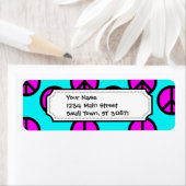 Groovy Hippie10代のティール（緑がかった色）とパープルピースサイン ラベル (インサイチュ)