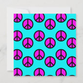 Groovy Hippie10代のティール（緑がかった色）とパープルピースサイン 招待状 (裏面)