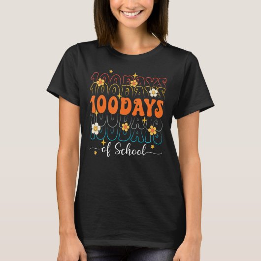 Groovy Hippie 100th Day Of School先生Happy 1 Tシャツ (正面)