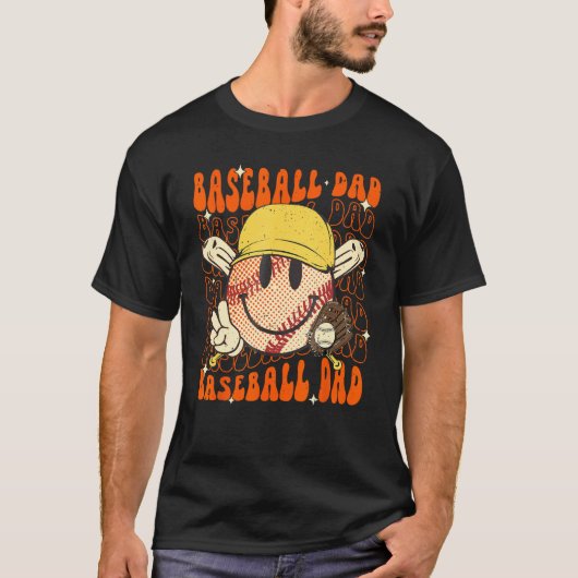 Groovy Hippie Baseball Dad Father's Day Softball G Tシャツ (正面)