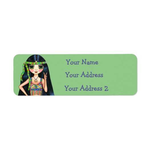 Groovy Hippie Chick Peace サイケデリック Sign 1960s ラベル (正面)