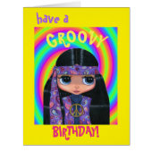 Groovy Hippie Girl with Peace Sign in Purple Cute (正面)