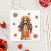 Groovy Hippie Hippy 1970sをテーマにした誕生日パーティー スタンダードランチョンナプキン (インサイチュ)