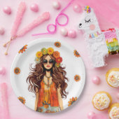 Groovy Hippie Hippy 1970sをテーマにした誕生日パーティー ペーパープレート (パーティー)