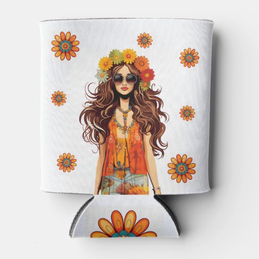 Groovy Hippie Hippy 1970sをテーマにした誕生日パーティー 缶クーラー (正面)