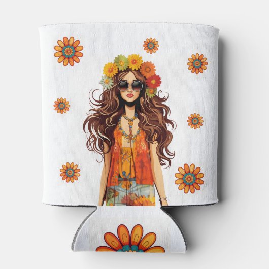 Groovy Hippie Hippy 1970sをテーマにした誕生日パーティー 缶クーラー (裏面)