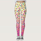 Groovy Hippie Peaceとフラワーシャワーピンクのフェード レギンス (正面)