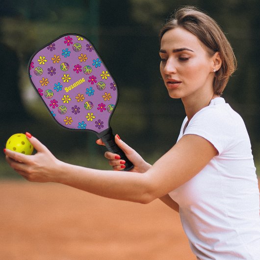 Groovy Hippie Peaceとフラワーシャワー ピックルボールラケット