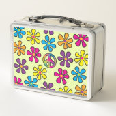 Groovy Hippie Peaceとフラワーシャワー メタルランチボックス (裏面)